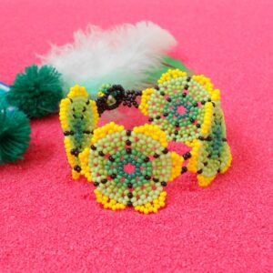 Huichol Beaded Flower Bracelet