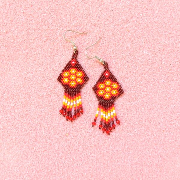 Huichol Small Beads God's Eye and Peyote Earrings