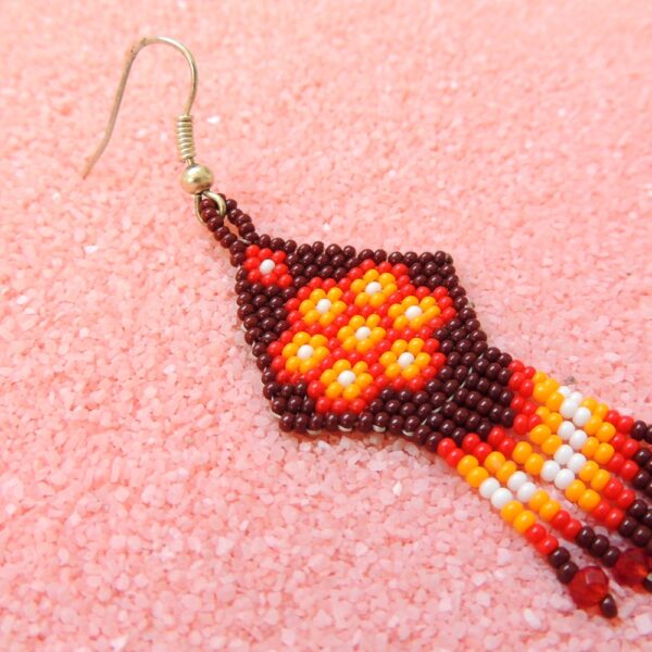 Huichol Small Beads God's Eye and Peyote Earrings