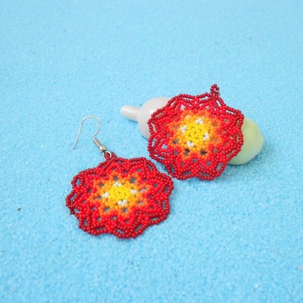 Huichol Small Beads Sun Earrings