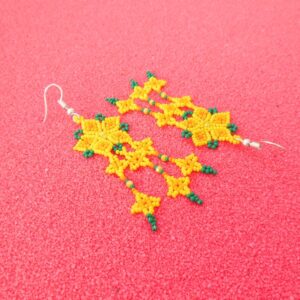 Huichol Small Beads Flower Earrings