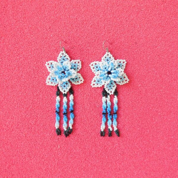 Huichol Beaded 3D Flower Earrings