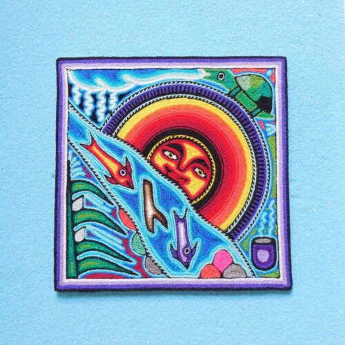 Mexican Art Yarn Painting Sun & Fish