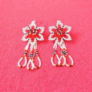 Huichol 3D Flower Earrings with Loop Fringe