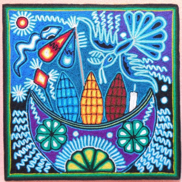 Huichol Art Yarn Painting Jicara