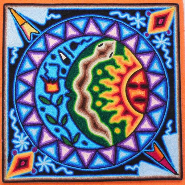 Huichol Art Yarn Painting Eclipse
