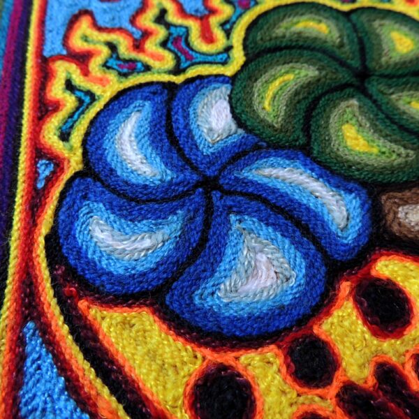 8" Huichol Art Yarn Painting Peyote and Jicara