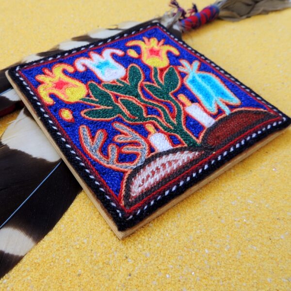 4" Huichol Art Yarn Painting Windflower