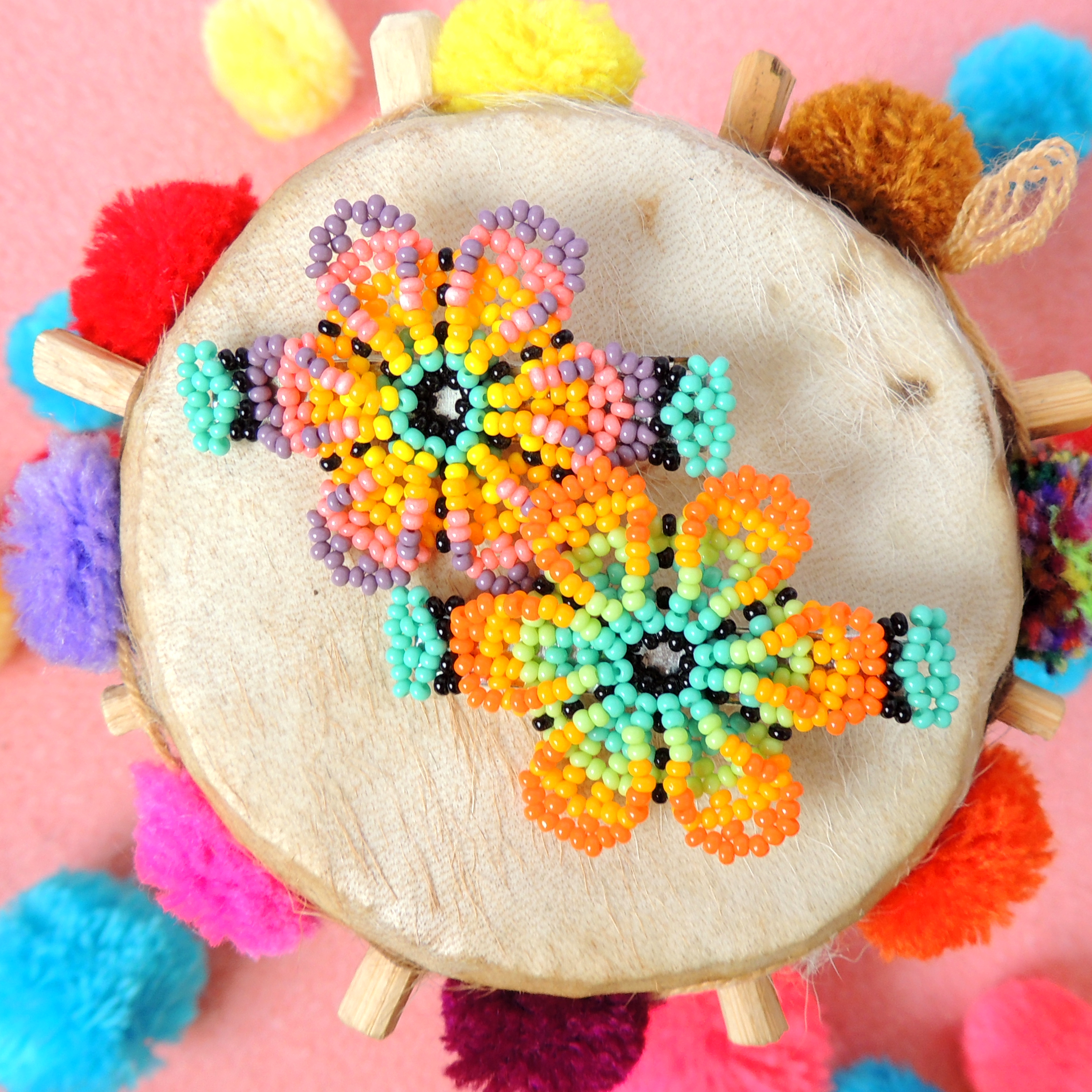 Flower Crochet Hair Clip with a Bead