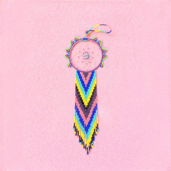Huichol Colorful Beaded Dreamcatcher Hanging