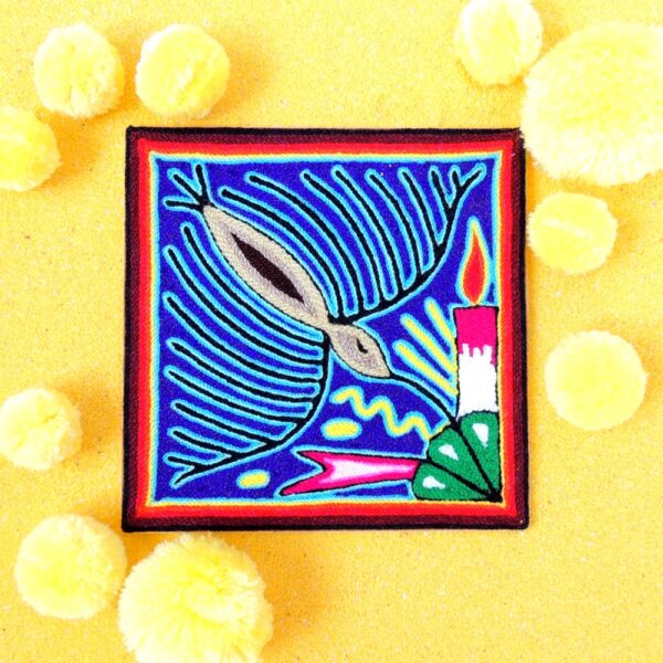 6" Huichol Art Yarn Painting Hummingbird