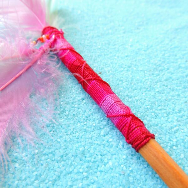 Huichol Feather Hair Stick with Colorful Beads