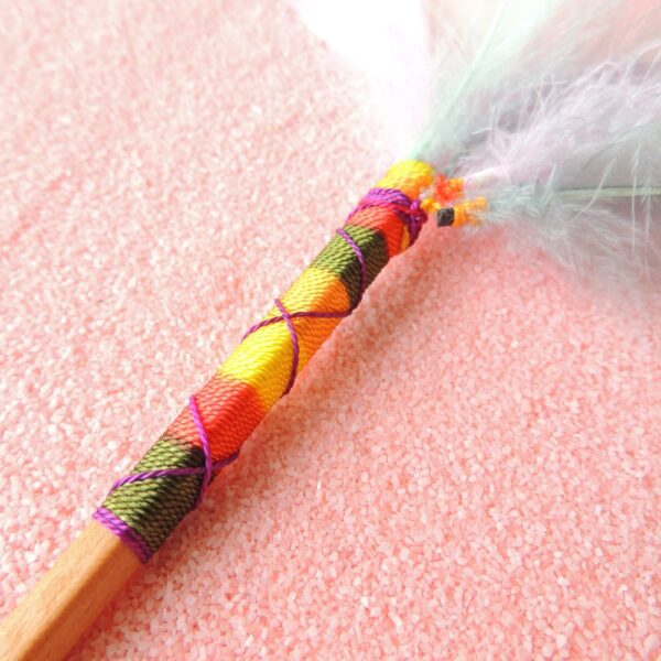 Huichol Feather Hair Stick Rainbow Color