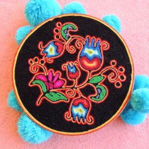 6" Huichol Art Round Yarn Painting Windflower