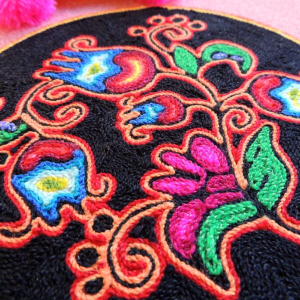 6" Huichol Art Round Yarn Painting Windflower