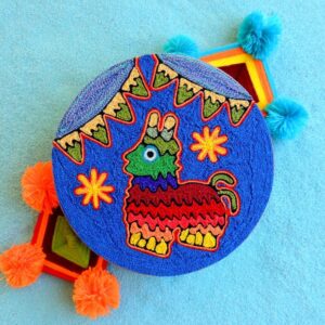 6" Huichol Art Round Yarn Painting Piñata