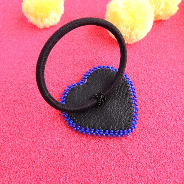 Huichol Beaded Yellow Heart Elastic Hair Tie