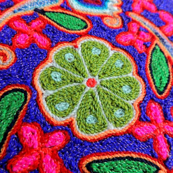 6" Huichol Art Round Yarn Painting Windflower