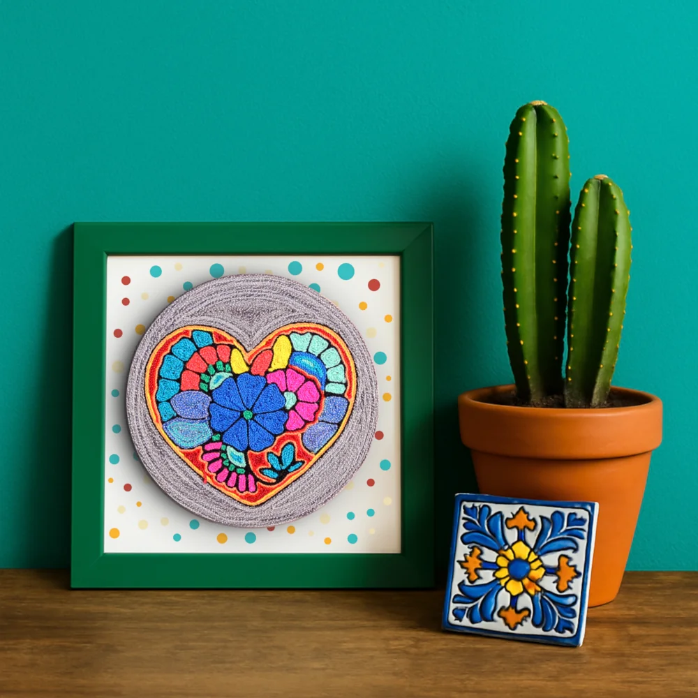 6" Yarn Painting Heart - Image 4