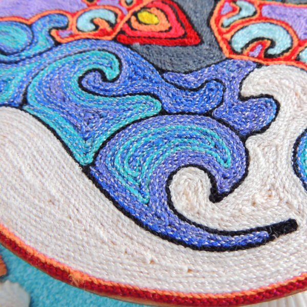 6" Huichol Art Round Yarn Painting Whale