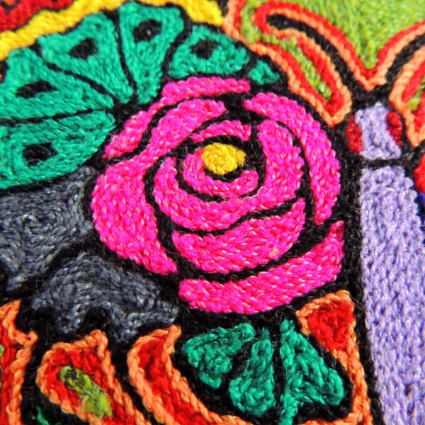 6" Huichol Art Round Yarn Painting Butterfly