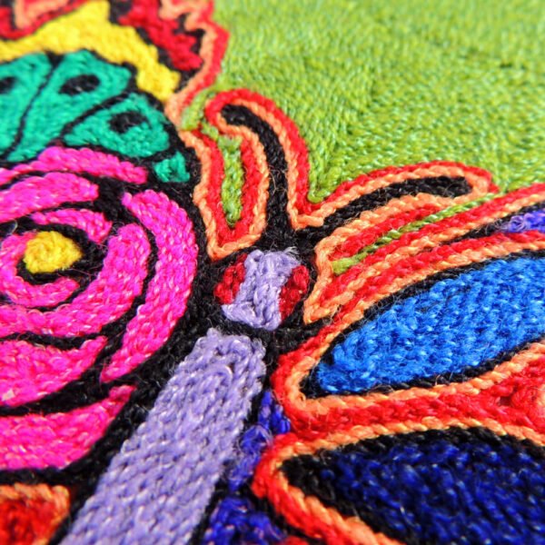 6" Huichol Art Round Yarn Painting Butterfly