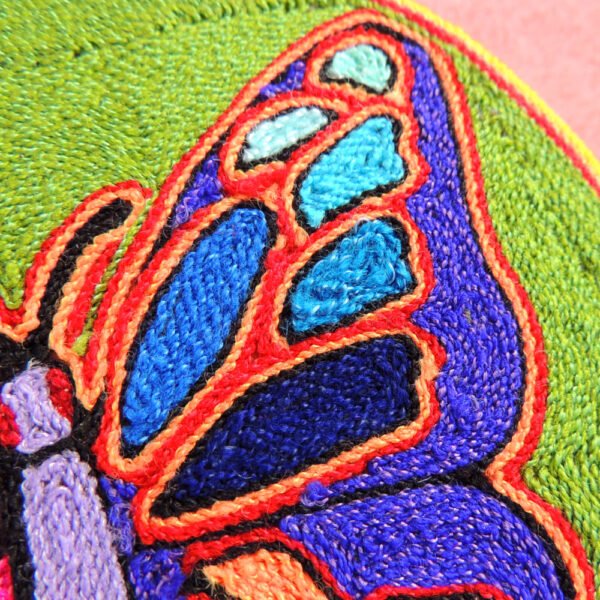 6" Huichol Art Round Yarn Painting Butterfly