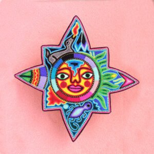 Huichol Art Yarn Painting Sun