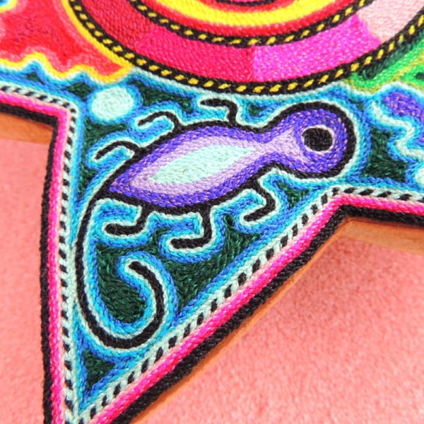 Huichol Art Yarn Painting Sun