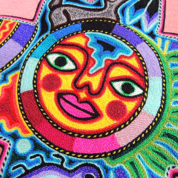 Huichol Art Yarn Painting Sun