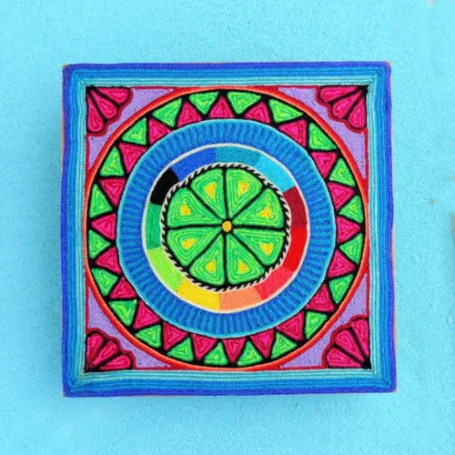 8" Huichol Art Yarn Painting Peyote